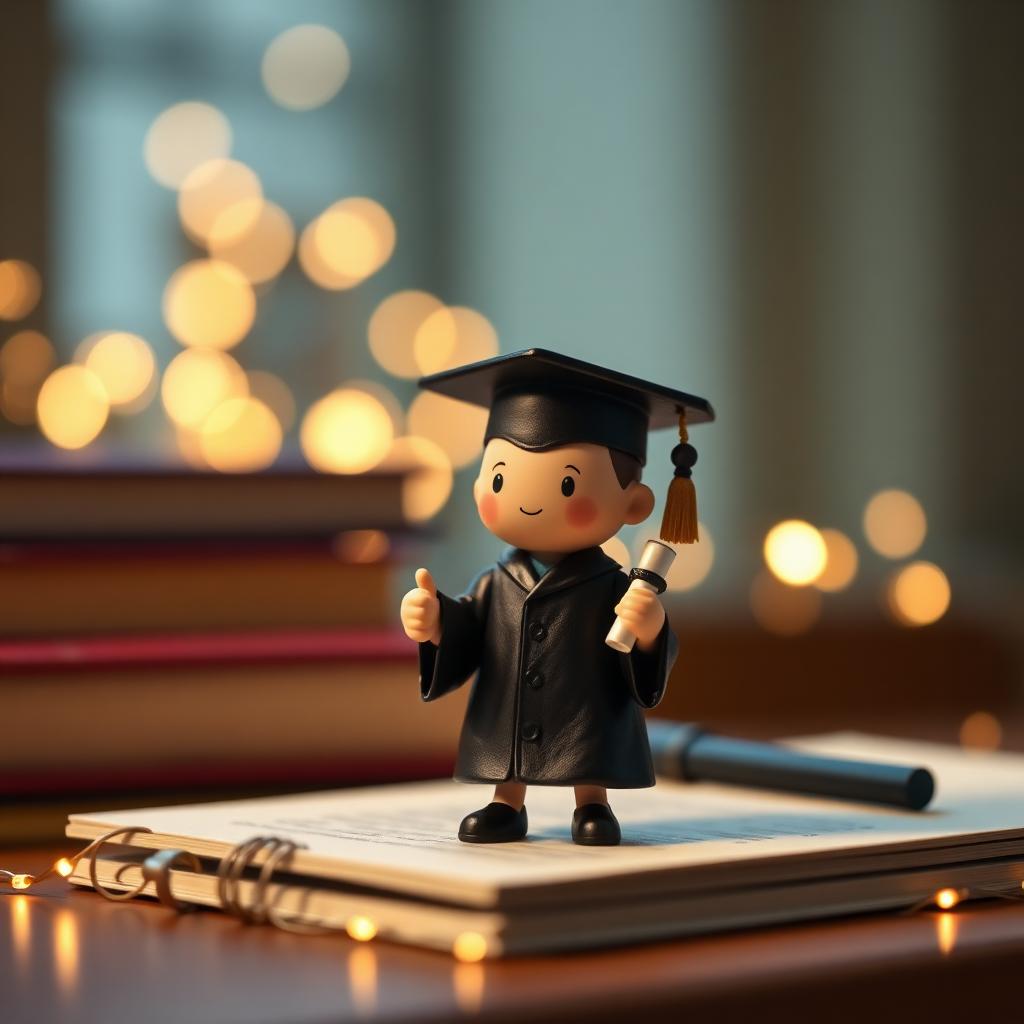 Painted graduate figurine with diploma