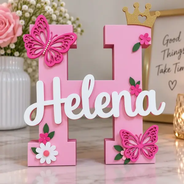 Butterfly & Flowers personalised 3D name décor