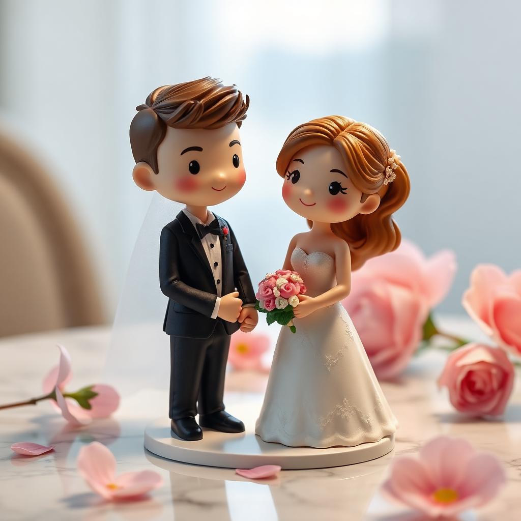 Painted wedding couple figurine